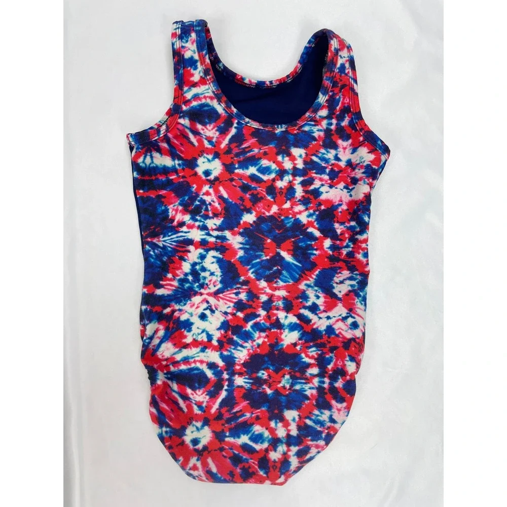 Plum Leotard CS Girl Small Blue Red Tie Dye Gymnastics Dance‎ Gymnasts Patriotic